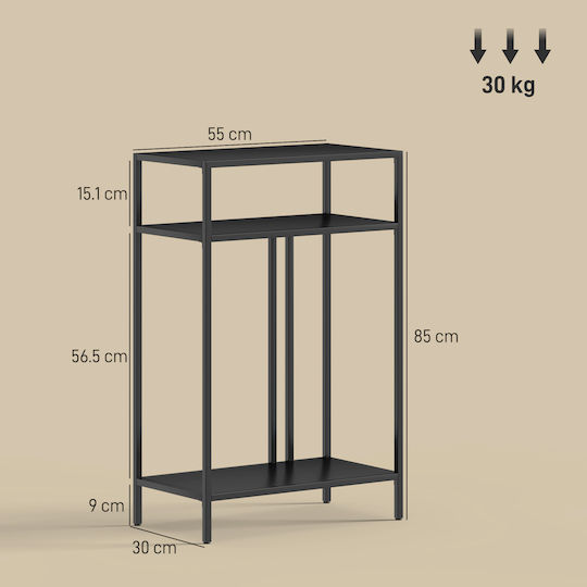 HomCom Konsolentisch Metall Schwarz Länge 55cm Breite 30cm Höhe 85cm