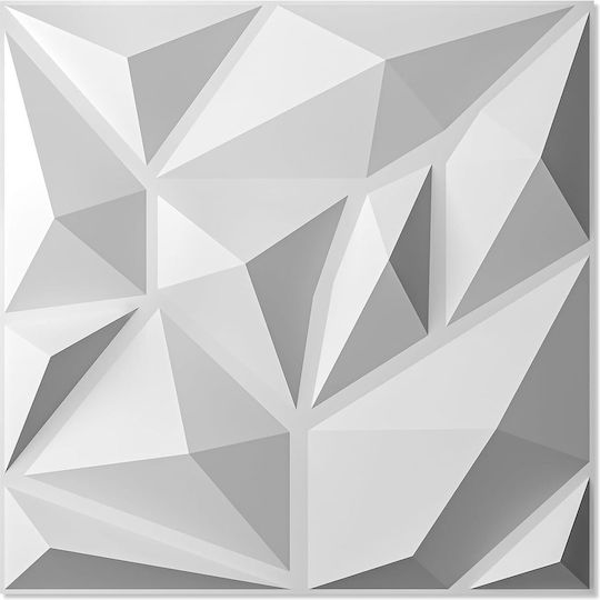 3D Стенен Панел От PVC Бял 30x30см 100 Бройки