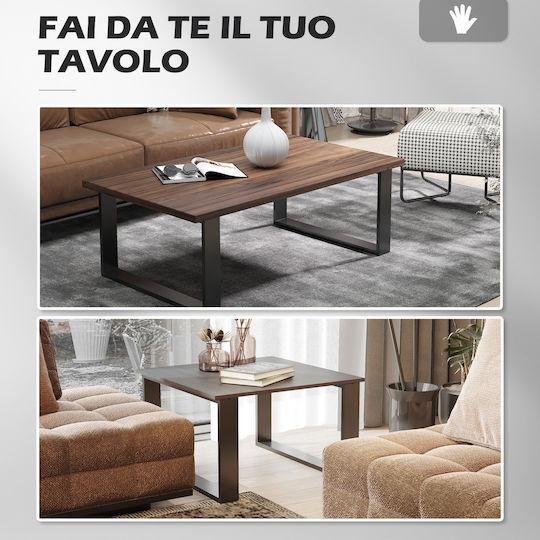 HomCom Metal Furniture Leg 2 Pieces Suitable for Table / Coffee Table / Office 70x8x41cm Black