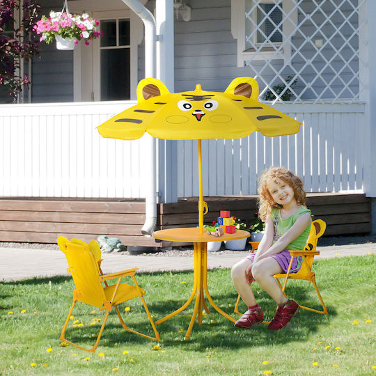 Set Masă pentru Copii cu Scaune Galbene Outsunny