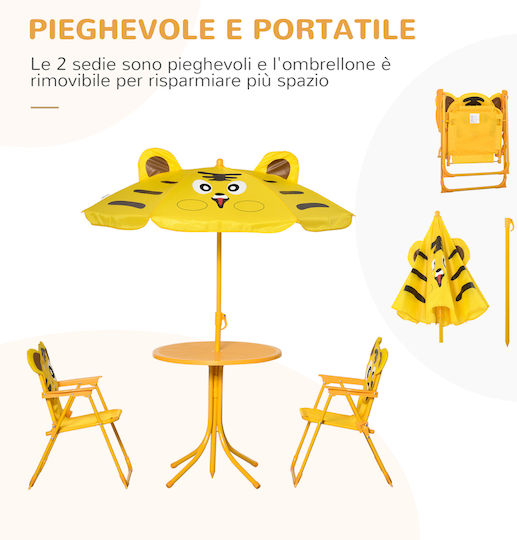 Set Masă pentru Copii cu Scaune Galbene Outsunny