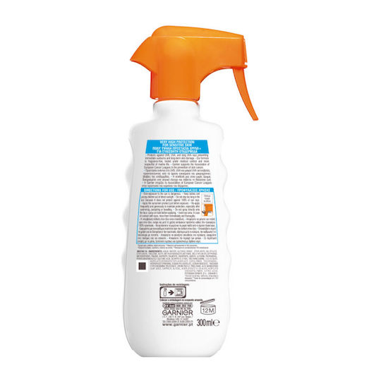 Garnier Ambre Solaire Sensitive Advanced Wasserdicht Sonnencreme Lotion für den Körper SPF50 als Spray 300ml