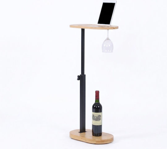 Relaxdays Beistelltisch aus Bambus Oval Schwarz M40xP22xH82cm