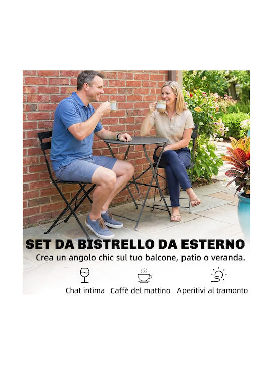 Outsunny Garten- und Outdoor-Möbelsets Wohnzimmer Typsatz 3 Stück Schwarz