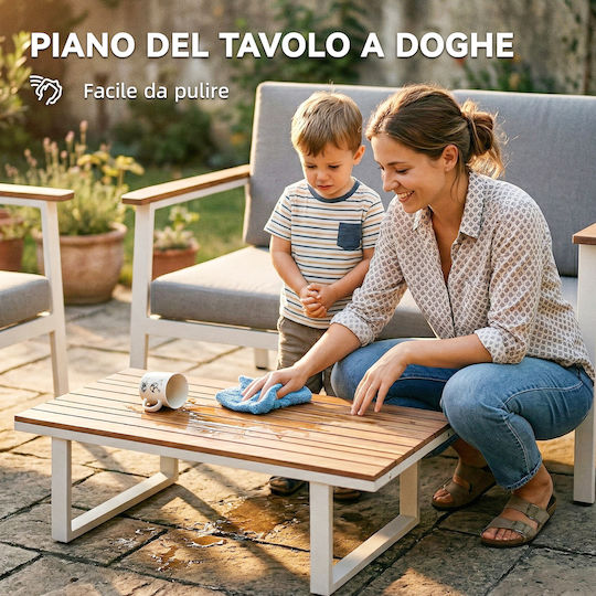 Outsunny Garten- und Outdoor-Möbelsets Wohnzimmer Typsatz 4 Stück Grau mit Kissen