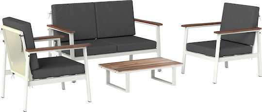 Outsunny Garten- und Outdoor-Möbelsets Wohnzimmer Typsatz 4 Stück Grau mit Kissen