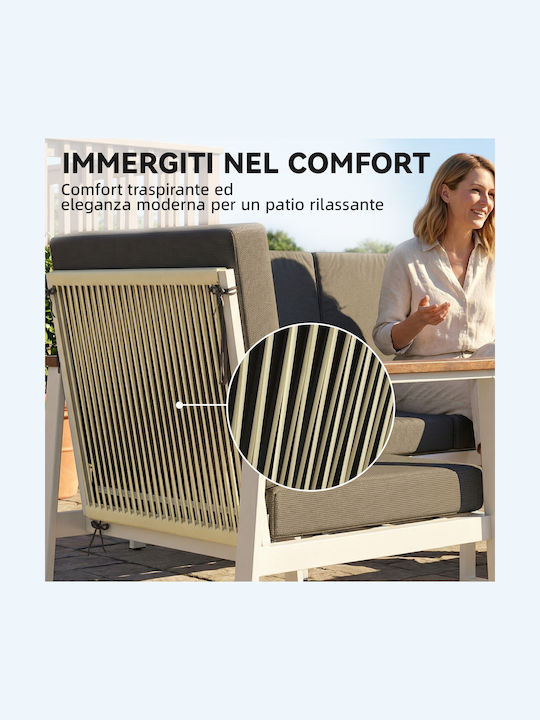 Set Cameră De Zi Pentru Exterior 4 Piese Gri Cu Perne