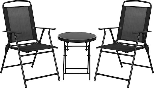 Outsunny Garten- und Outdoor-Möbelsets Wohnzimmer Typsatz 3 Stück Schwarz
