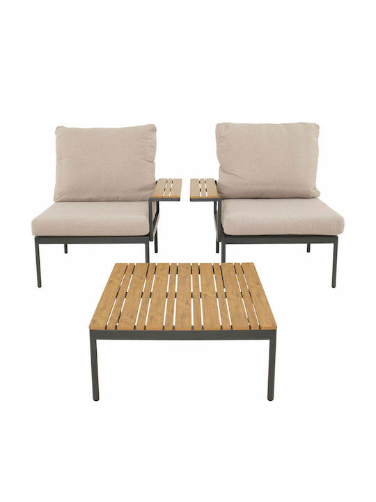 Outdoor Living Room Set 3 Pieces Anthracite
