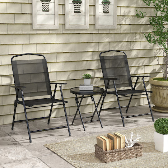 Outsunny Garten- und Outdoor-Möbelsets Wohnzimmer Typsatz 3 Stück Schwarz