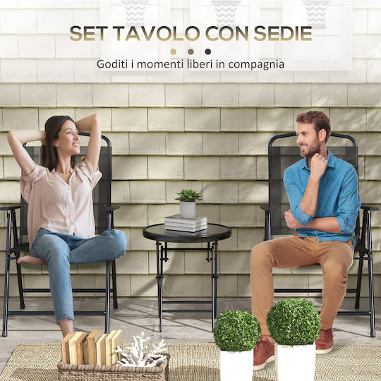 Outsunny Garten- und Outdoor-Möbelsets Wohnzimmer Typsatz 3 Stück Schwarz