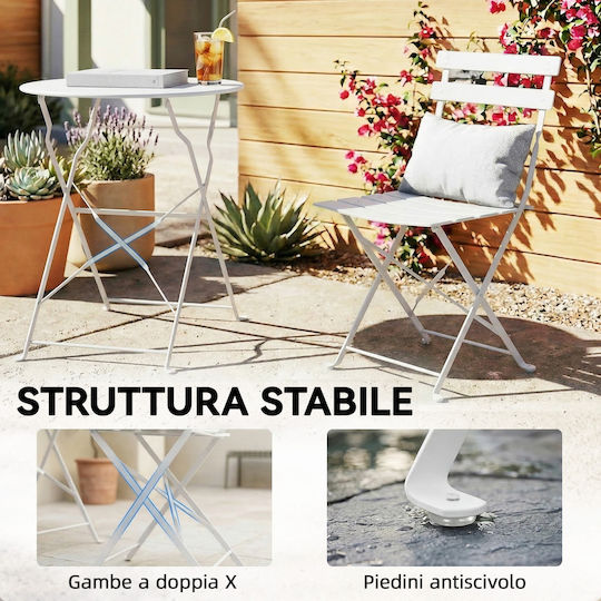Outsunny Garten- und Outdoor-Möbelsets Wohnzimmer Typsatz 3 Stück Weiß