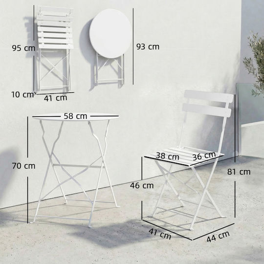 Outsunny Garten- und Outdoor-Möbelsets Wohnzimmer Typsatz 3 Stück Weiß