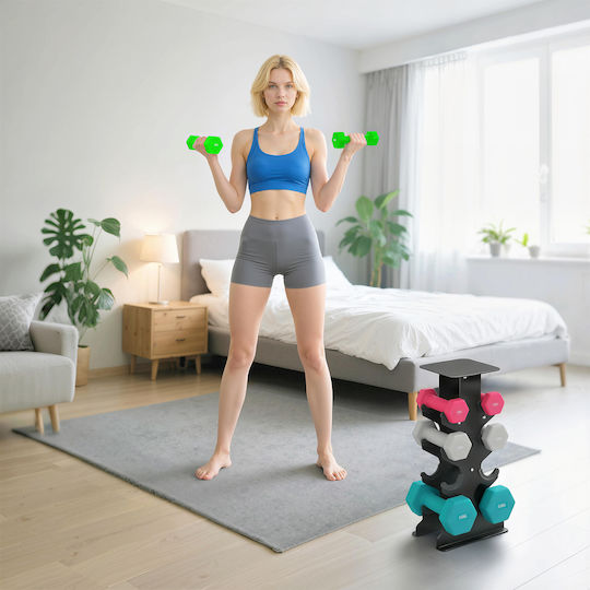 Sportnow Set of Hexagon Dumbbells Made of Plastic 8 Pieces Total Weight 20kg