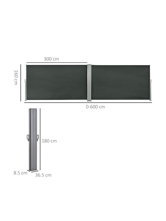 Outsunny Τέντα Βεράντας Γκρι 6x1.8m