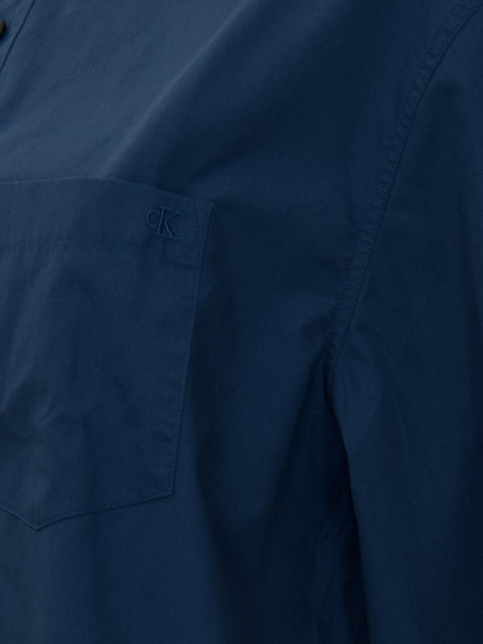 Poplin Long Sleeve Shirt in Regular Fit Blue
