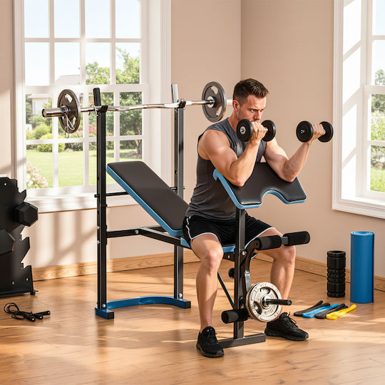 HomCom Einstellbare Trainingsbank für Bizeps und Unterleib mit Ständern