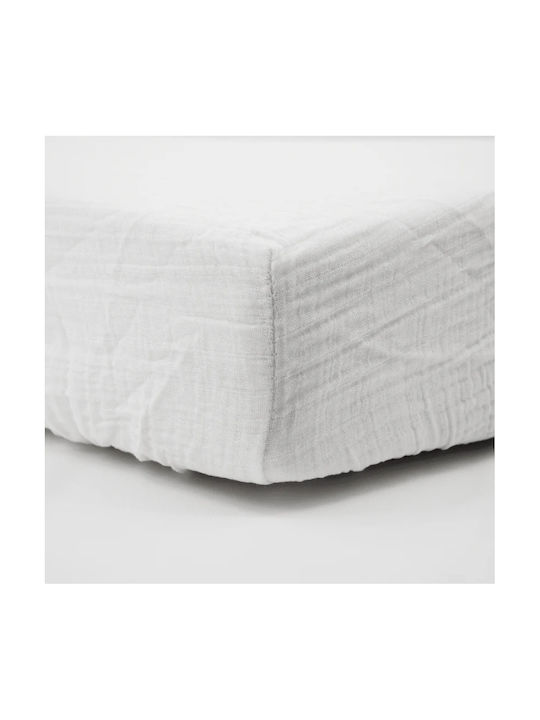 Little Band Подредба Детски Чаршафи За Количка Памучни с Ластик Бели 60x120см 2 Бройки