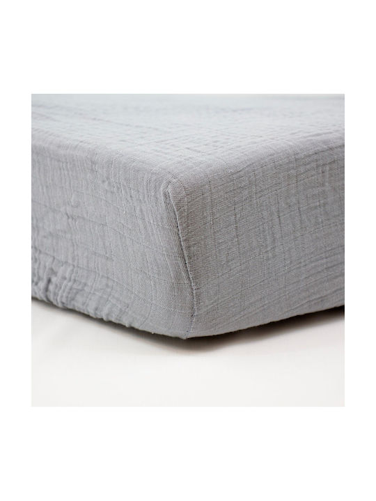 Little Band Детски Чаршаф За Количка Памучен с Ластик Сив 60x120см