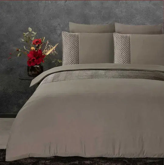Sleep Time Schlafzeit Bettbezug Set 140x200cm Einzel mit Kissenbezug Taupe