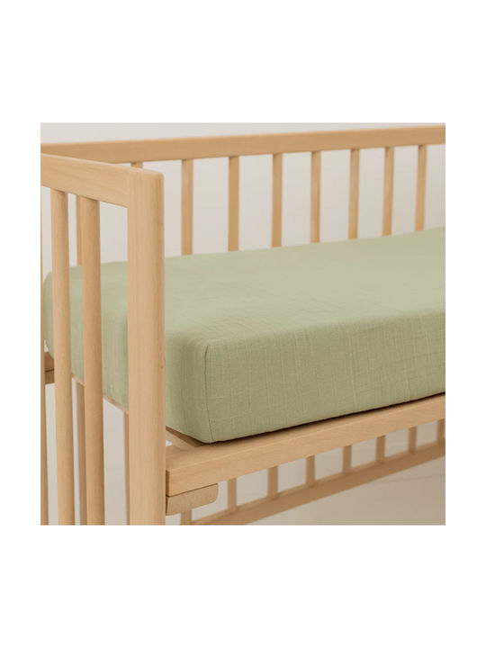 Little Band Детски Чаршаф За Количка Памучен с Ластик Зелен 60x120см
