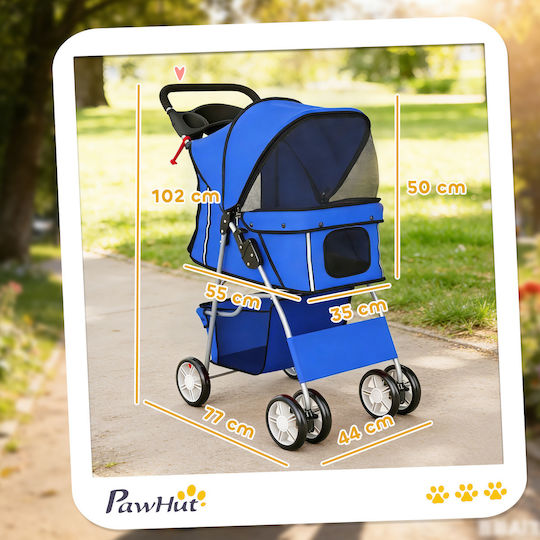 Pawhut Waterproof Dog and Cat Carrying Stroller up to 10kg Blue