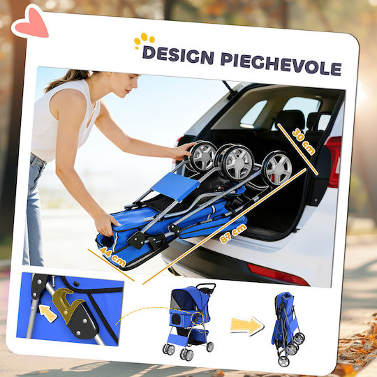 Pawhut Waterproof Dog and Cat Carrying Stroller up to 10kg Blue