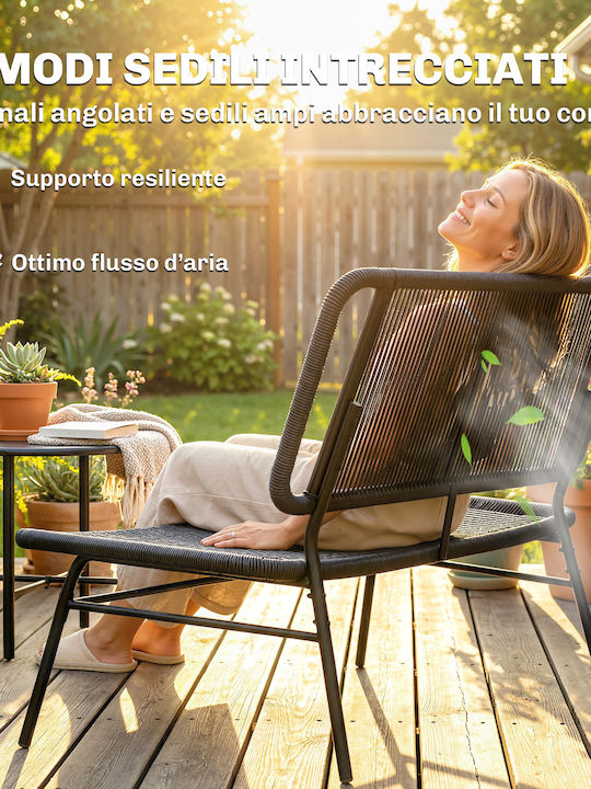 Two-Seater Outdoor Rattan Sofa 117x67x80cm