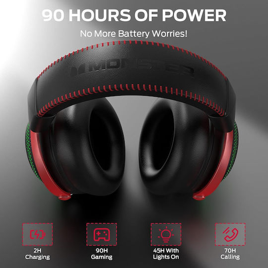 Monster Mission 350 Ασύρματο Over Ear Gaming Headset με σύνδεση Bluetooth / USB for PC / PS4 / PS5 / XBOX