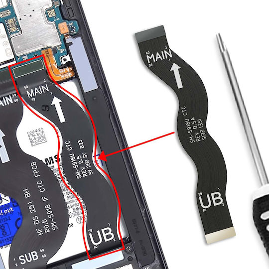 Clappio Lcd Screen Flex Cable Compatible Galaxy S23 Ultra Flex Cable Black