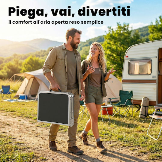 Outsunny Tabel Aluminiu pentru Camping Pliabil Negru