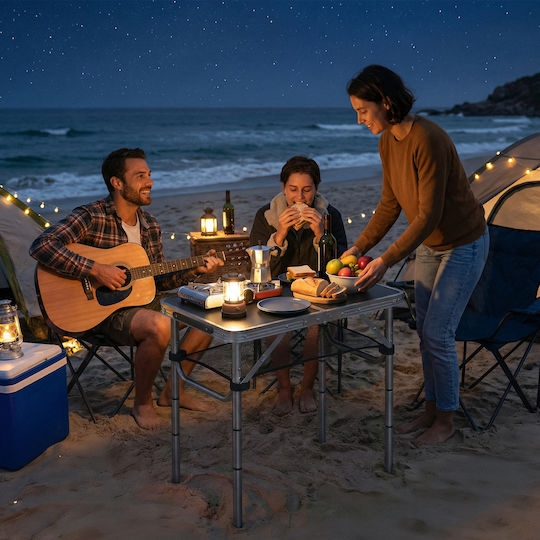 Outsunny Tabel Aluminiu pentru Camping Pliabil Negru