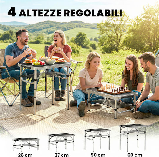 Outsunny Tabel Aluminiu pentru Camping Pliabil Negru