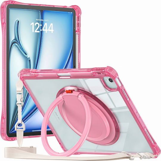 Husă Avizar Ipad Pro 11 2026 Din Siliconă Rezistentă La Șocuri Cu Mâner Curea De Umăr Roz