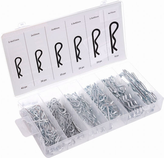 Set Siguranțe Tip R Zola 150 Bucăți Oțel Diverse Mărimi Axe de Fixare Șuruburi Organizator Plastic