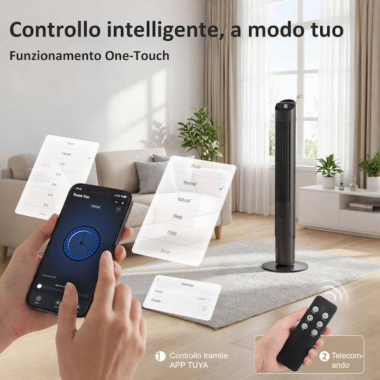 HomCom Tower Fan 45W With Remote Control Black