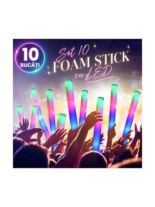 Set 10 Foam Led Sticks 46 Cm Length Parties