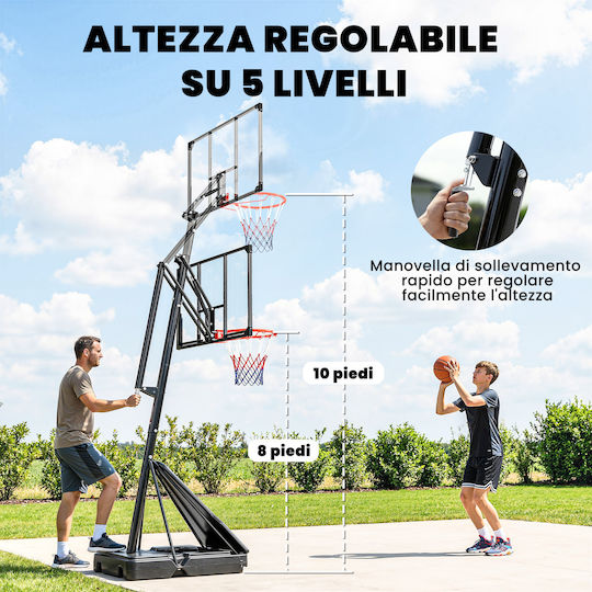 Sportnow Μπασκέτα με Βάση και Ρυθμιζόμενο Ύψος