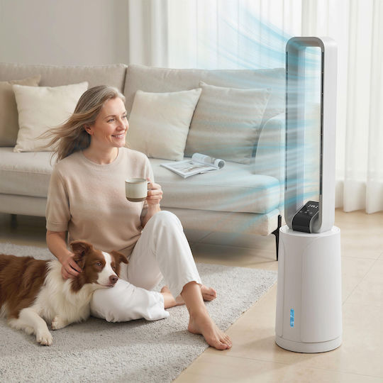HomCom Ανεμιστήρας Χωρίς Πτερύγια 90W με Τηλεχειριστήριο Λευκός