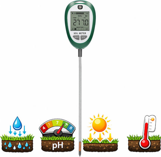 Tester Sol 4 În 1 Zola Ph Umiditate Lumină Temperatură Măsurare Ecran Lcd Alimentat Cu Baterie