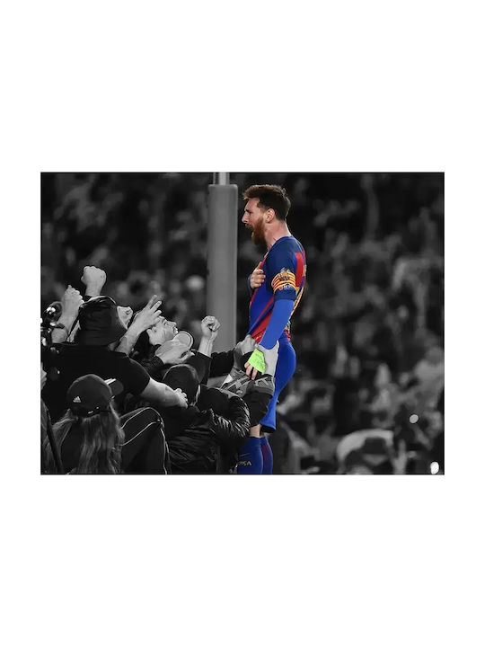Poster Messi Barca Sc037 40cm X 50cm Premium Black Wooden Frame