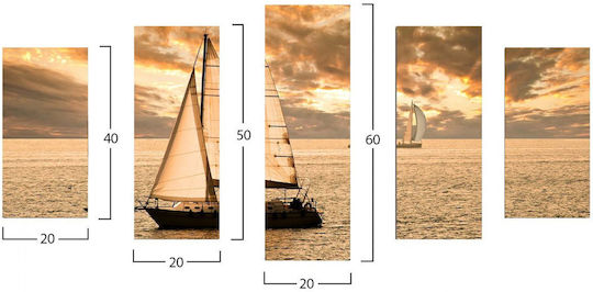 Freebox Sunset Sailing Fünffach Gemälde Hölzernes 100x60cm