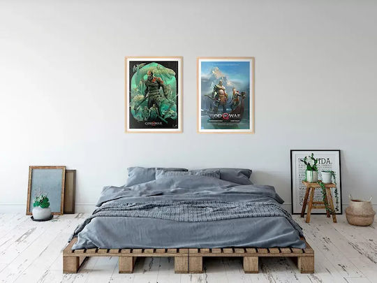 Gaming Poster God War Gm2333 40cm X 50cm Premium Black Wooden Frame
