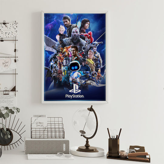 Gaming Poster Play Station Favourites Gm2393 40cm X 50cm Premium Black Wooden Frame