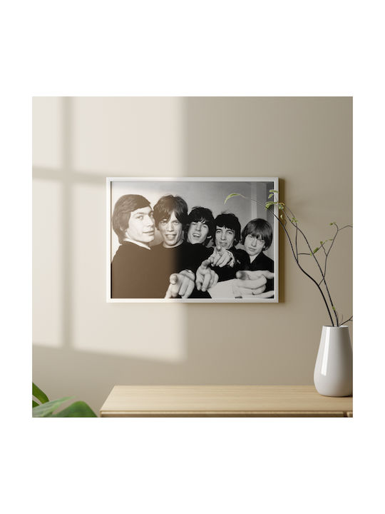 Music Poster Rolling Stones Ms155 40cm X 50cm Premium Μαύρο Ξύλινο Κάδρο