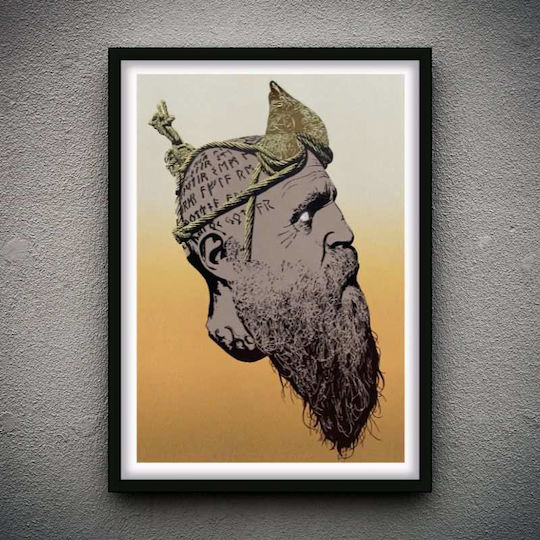 Gaming Poster God War Mimir Gm2314 40cm X 50cm Premium Μαύρο Ξύλινο Κάδρο