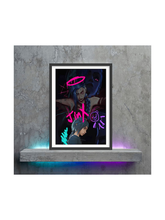 Gaming Poster Jinx Powder Gm1113 40cm X 50cm Premium Black Wooden Frame