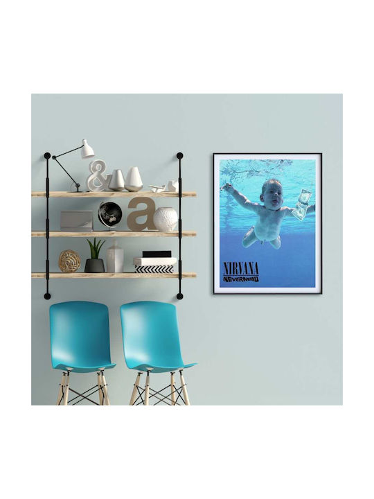 Music Poster Nirvana Ms015 40cm x 50cm Premium Schwarzes Hölzernes Rahmen