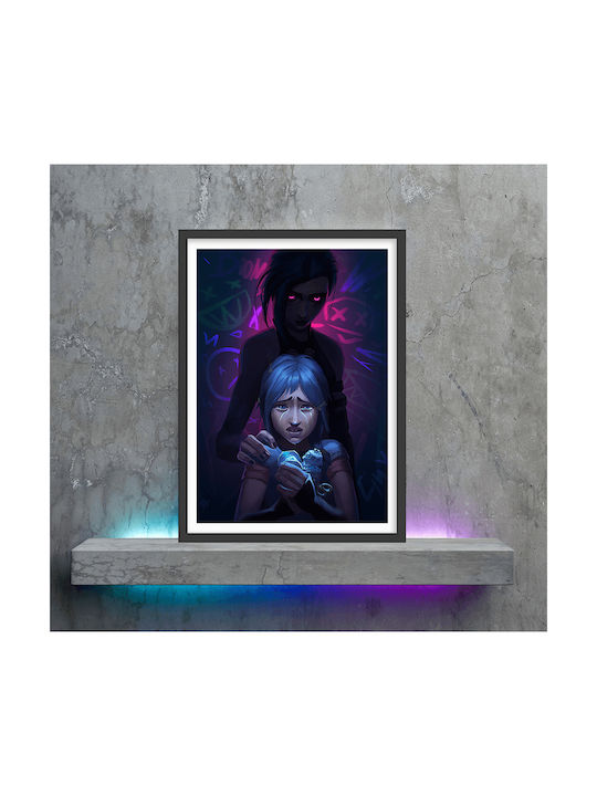 Gaming Poster Powder Vs Jinx Gm1112 40cm X 50cm Premium Black Wooden Frame