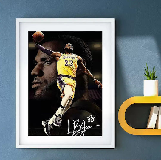 Poster Nba Lebron Dunk Kds021b 40cm X 50cm Premium Cadru Din Lemn Negru